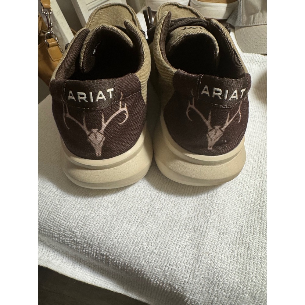 Ariat Hilo Men Tan Canvas Loafers Deer Skull Western Slip On Shoes 10038485 - Picture 4 of 4
